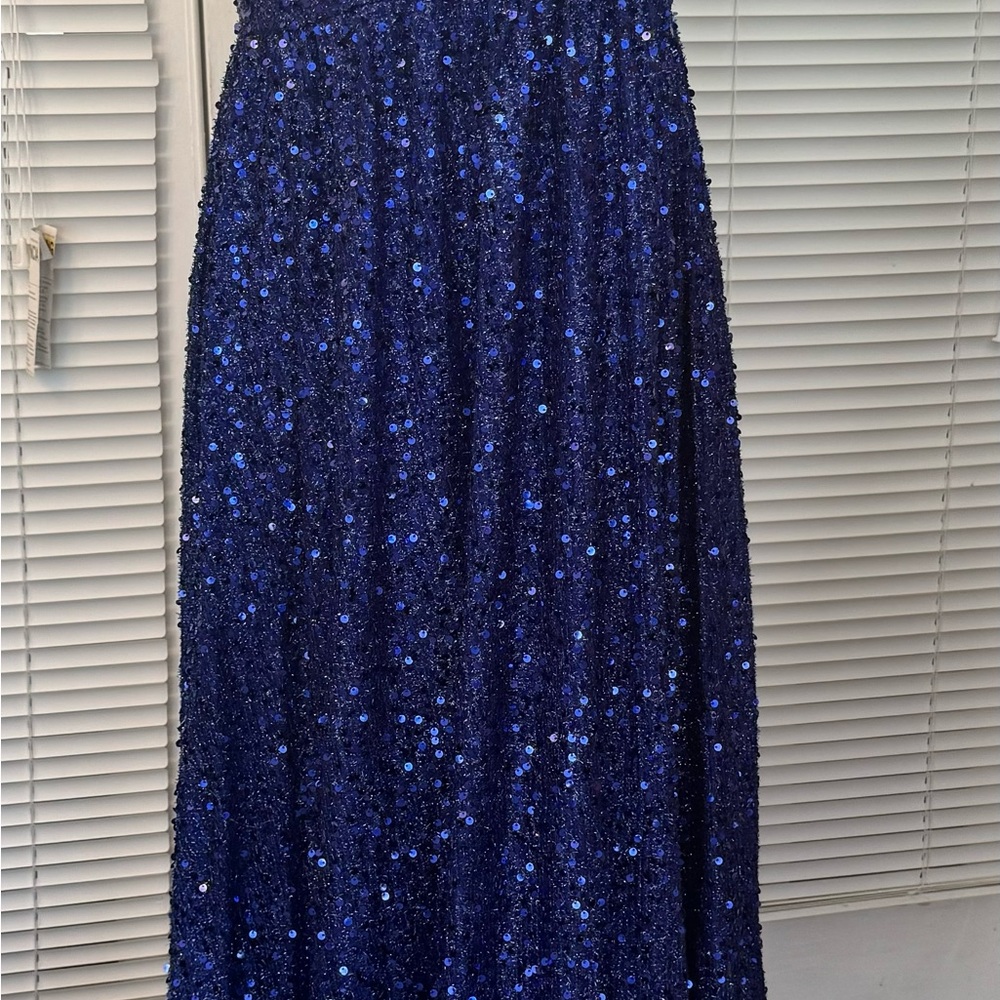 Elegant Blue Sequin Skirt
